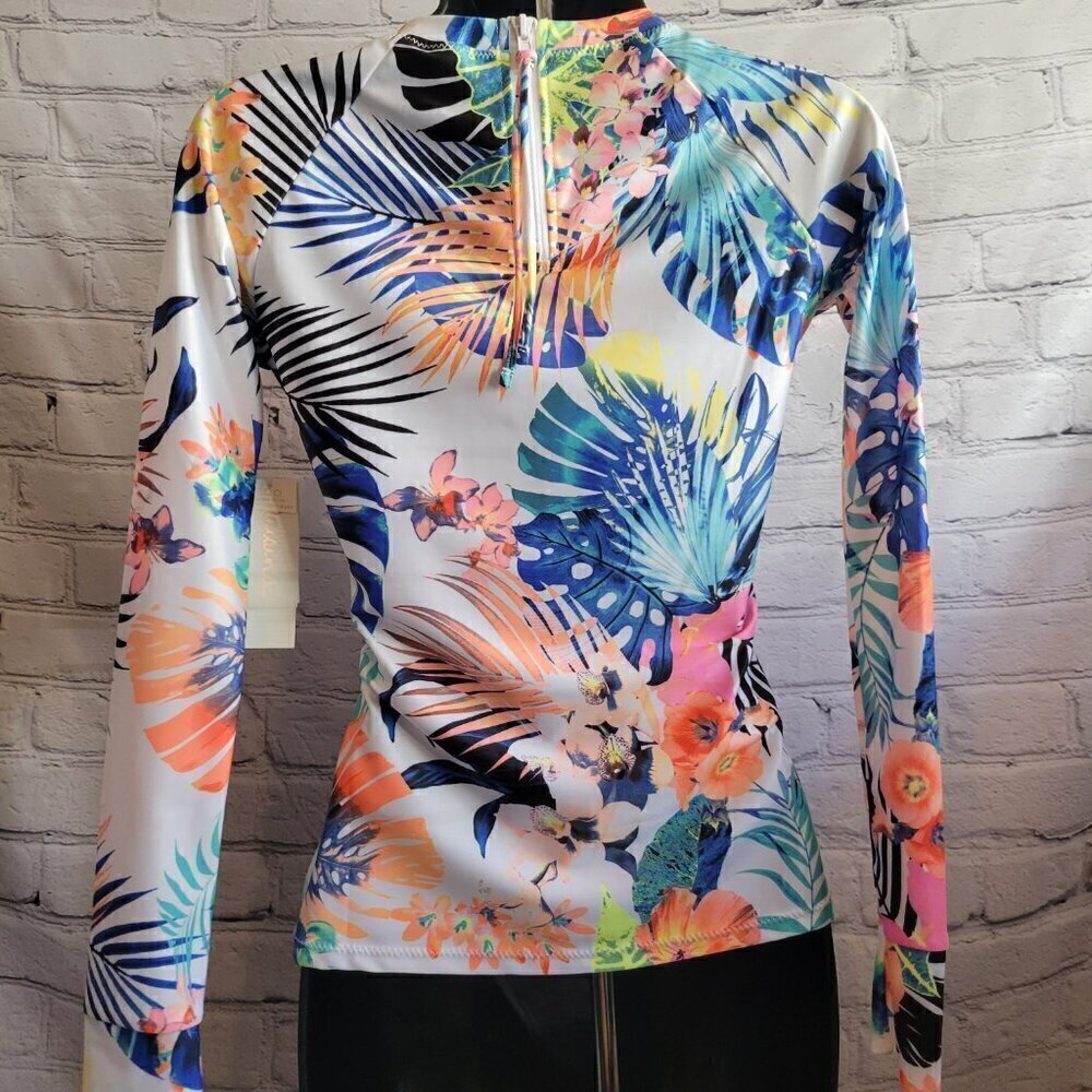 Womens Raisins Haleiwa Back Zip Rashguard Swim Top - Picture 5 of 7